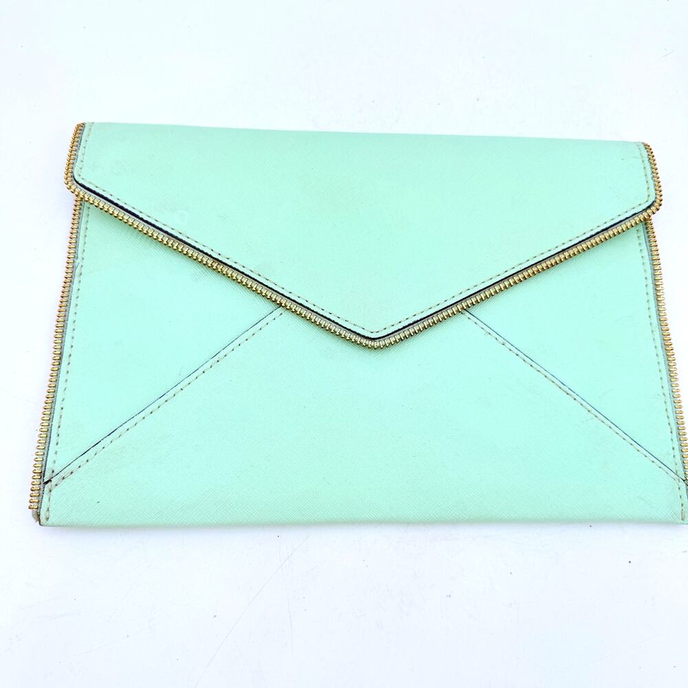 Rebecca Minkoff Mint Green Blue Leather Handbag Envelope Style Handbag
